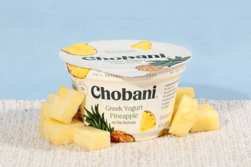 Chobani® Low Fat Greek Yogurt Pineapple Onthe Bottom 5.3 Ounce Size - 12 Per Case.
