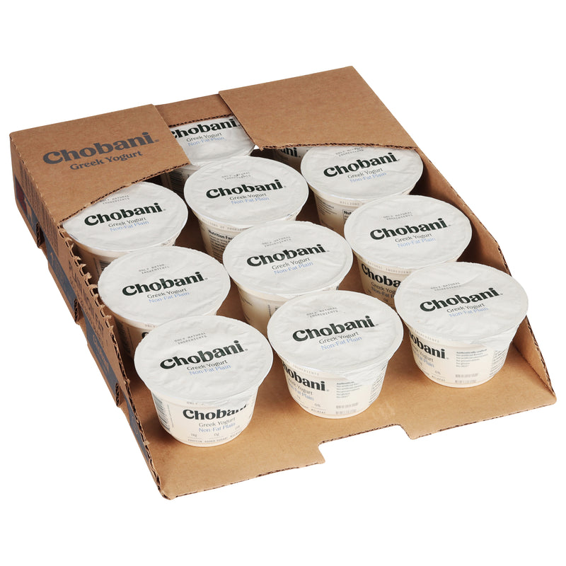 Chobani® Non Fat Plain Greek Yogurt 5.3 Ounce Size - 12 Per Case.