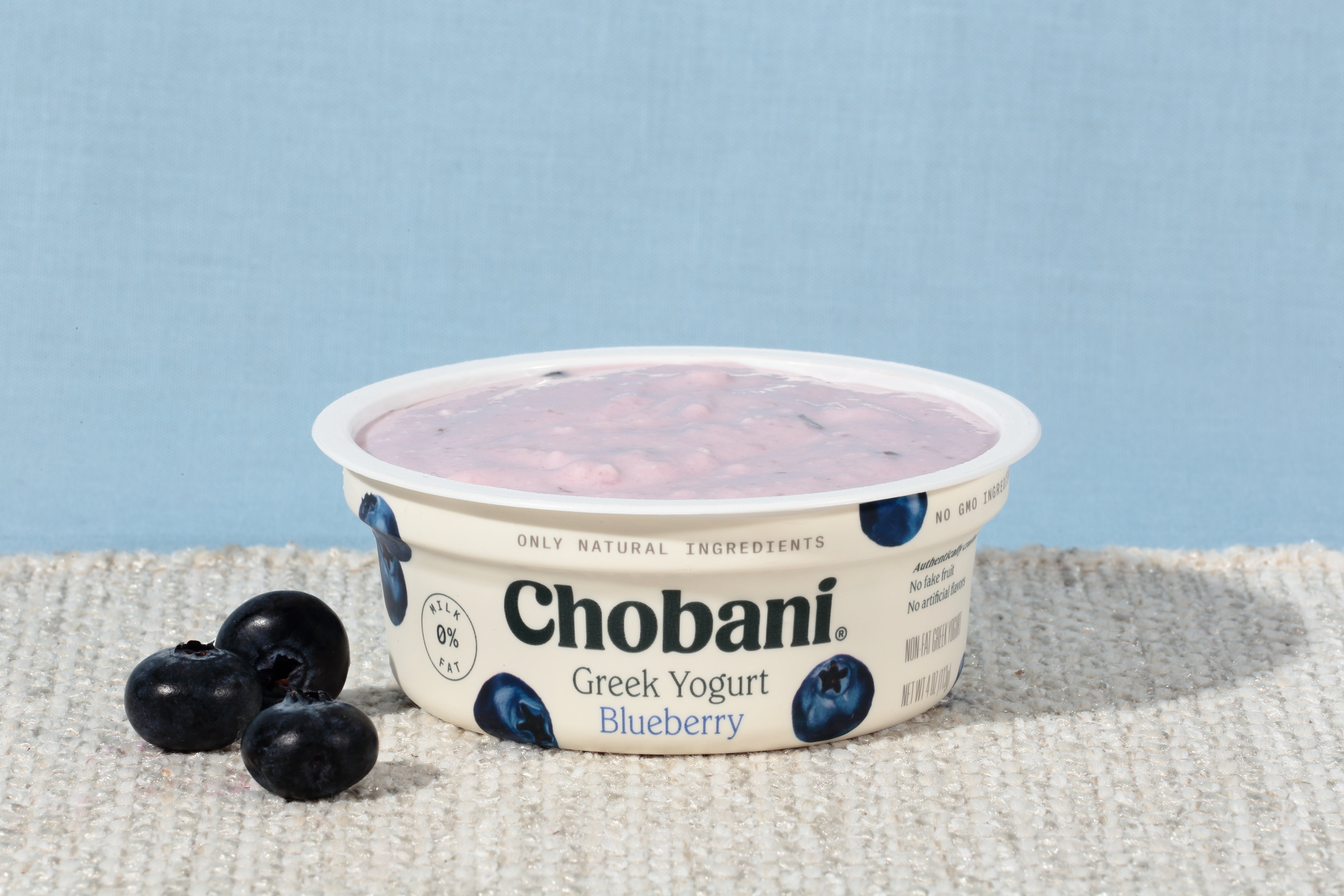 Chobani® Non Fat Greek Yogurt Blueberry 4 Ounce Size - 12 Per Case.