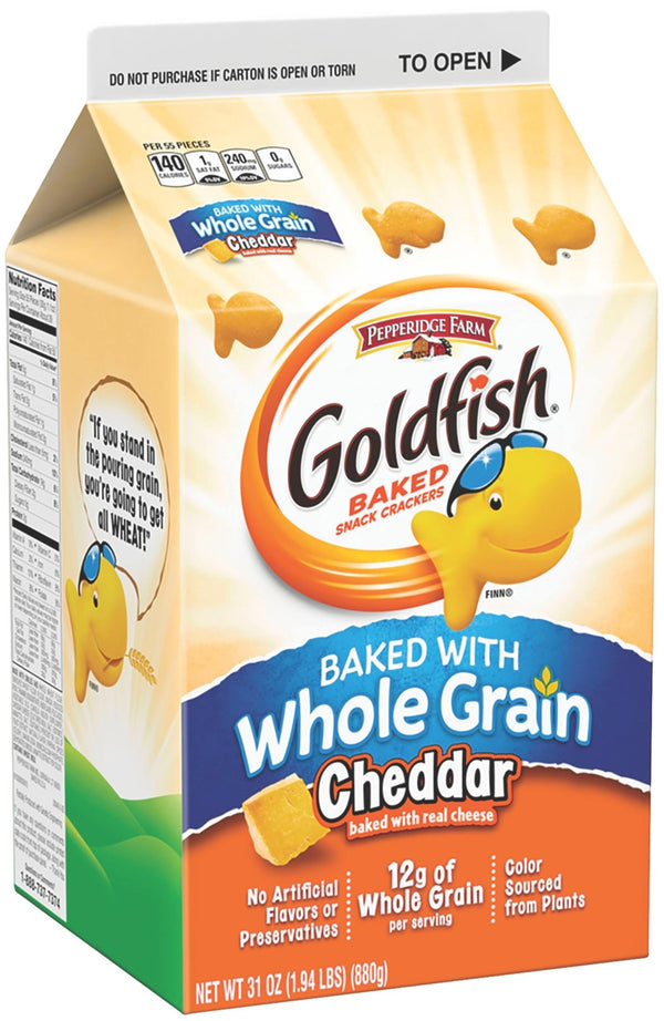 Pepperidge Farms Cracker Goldfish Cheddar Whole Grain 31 Ounce Size - 6 Per Case.