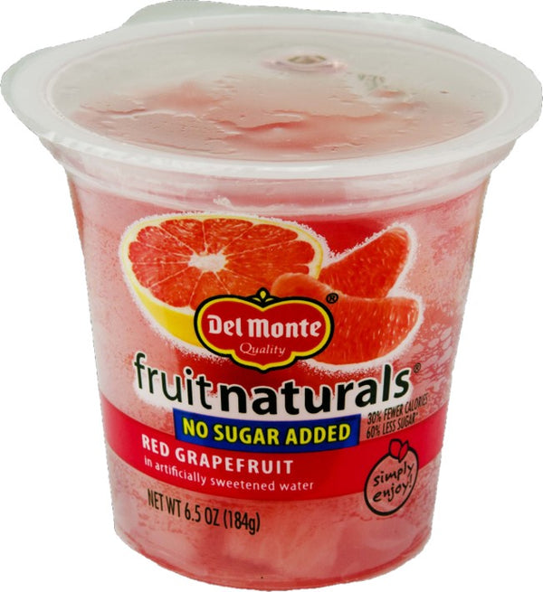 Del Monte® Red Grapefruit No Sugar Added Fruit Cup® Snacks Cup 6.5 Ounce Size - 12 Per Case.
