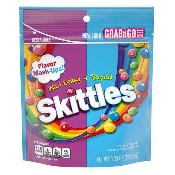 Skittles Mashups Stand Up Bag 9 Ounce Size - 8 Per Case.