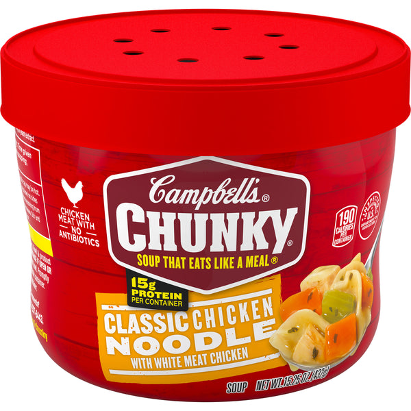 Campbell's Soup Chunky Bowl Chicken Noodle 15.25 Ounce Size - 8 Per Case.