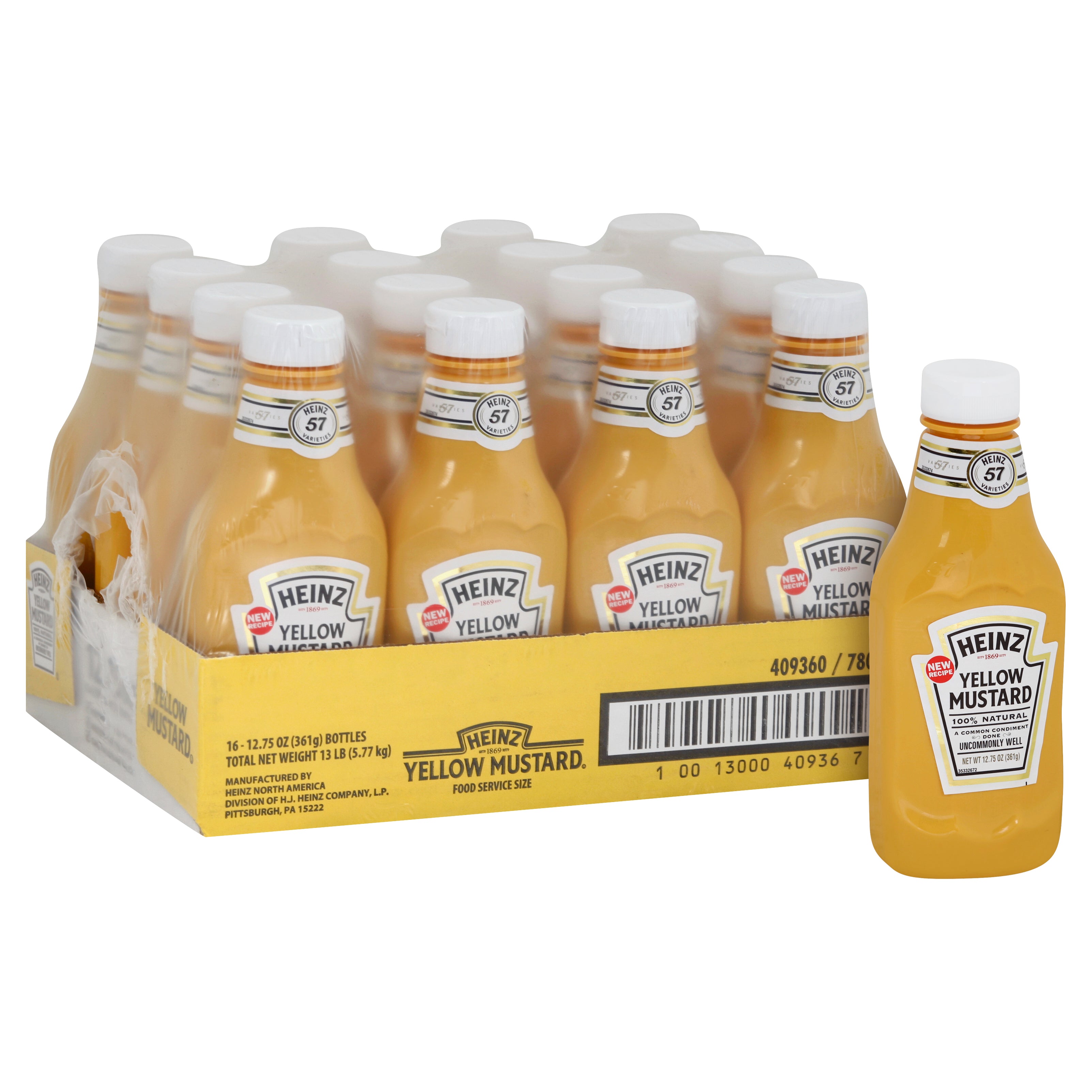 HEINZ Yellow Mustard Bottle 12.75 Ounce Bottles 16)