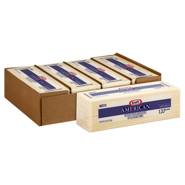 KRAFT American Sliced White Cheese (120 Slices) 5 lb. 4 Per Case