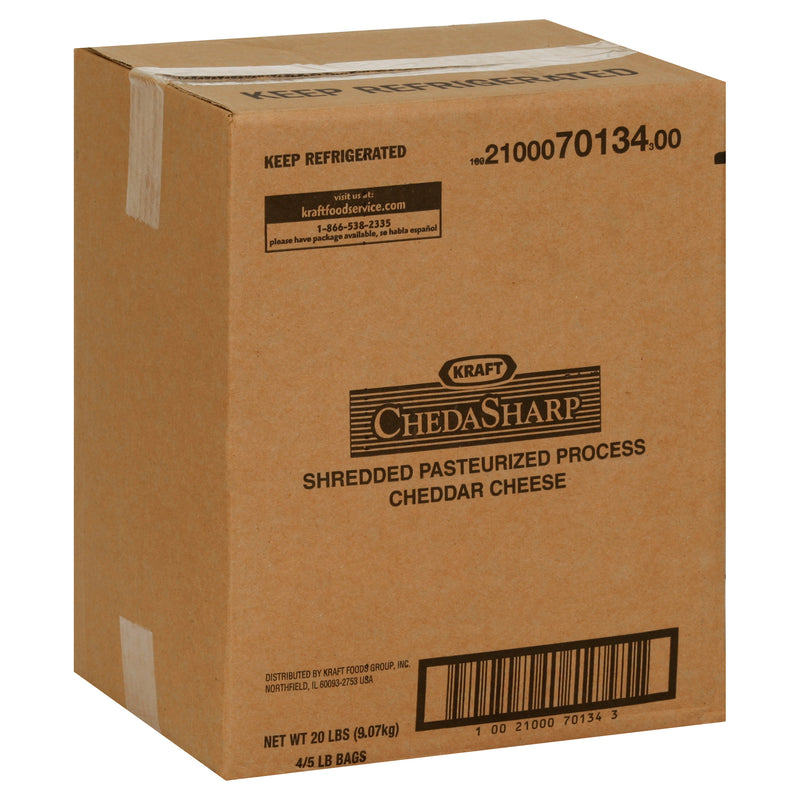 KRAFT ChedaSharp Shredded Cheddar Cheese 5 lb. Pouch 4 Per Case