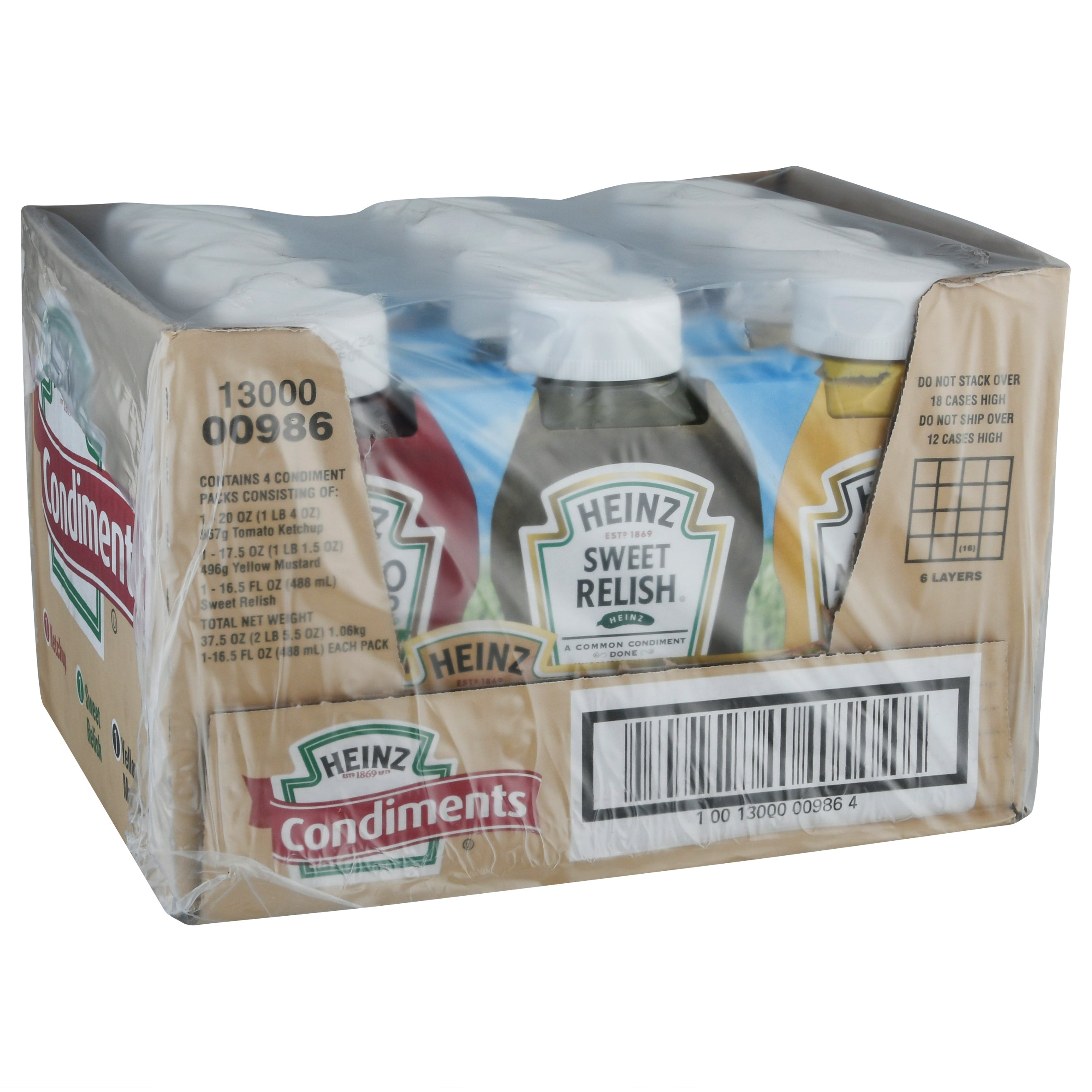 Heinz Ketchup, Relish & Mustard Picnic Pack, 3.375 Pound Each - 4 Per Case.