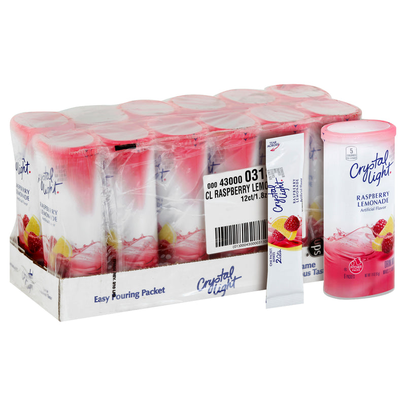 Crystal Light Lemonade Raspberry Beverage Mix, 1.8 Ounce Size - 12 Per Case.