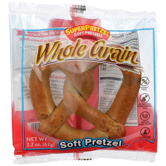 Superpretzel Individually Wrapped 51% Whole Grain Bakes Pretzel 2.2 Ounce Size - 100 Per Case.