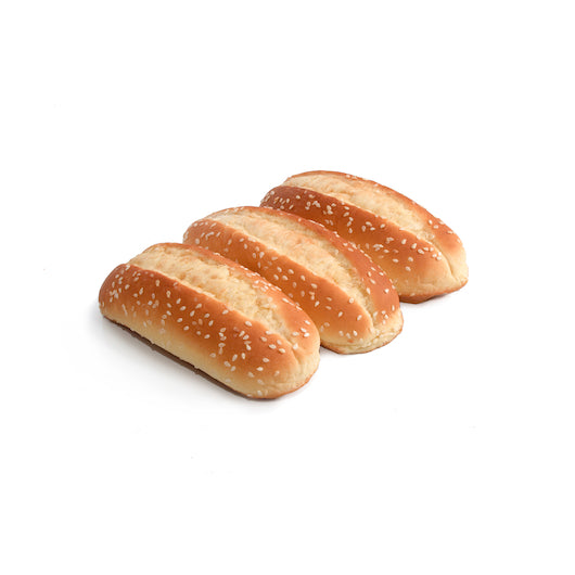 Snap-O-Razzo 6" Premium Fluffy Hot Dog Buns With Sesame Seeds 54 Count Packs - 1 Per Case.