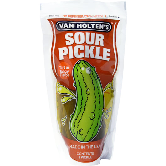 Van Holten's Large Sour Pickle Individually Packed In A Pouch, 1 Each - 12 Per Case.