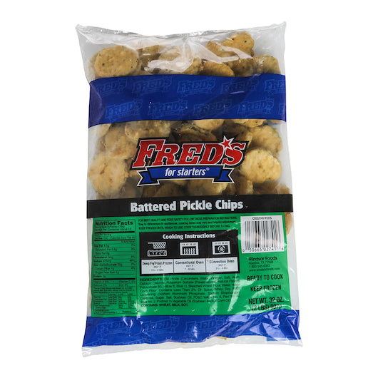 Fred's Fried Battered Pickle Chips 2 Pound Each - 6 Per Case.