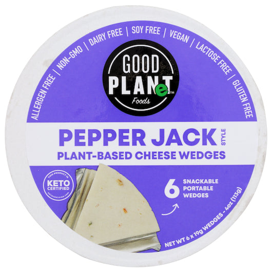 Good Planet Foods Pepper Jack Plant Based Cheese Wedges 4 Ounce Size - 9 Per Case.