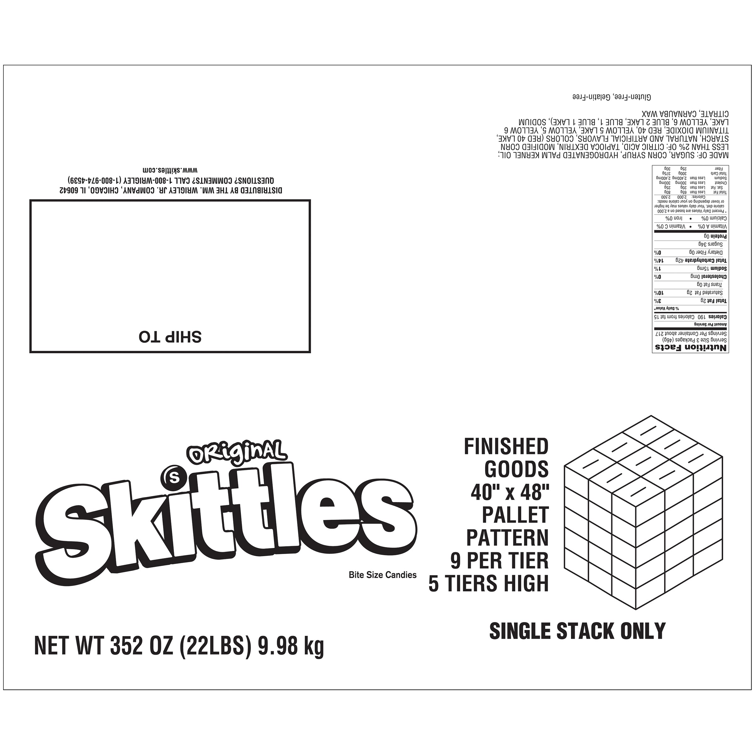 Skittles Original Fun Size Bulk 22 Pound Each - 1 Per Case.