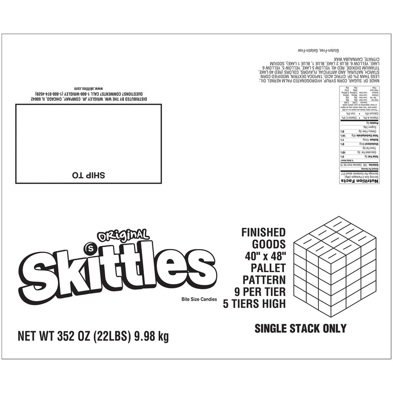 Skittles Original Fun Size Bulk 22 Pound Each - 1 Per Case.
