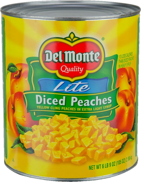 Del Monte® Diced Peaches In Extra Light Syrup Can 105 Ounce Size - 6 Per Case.