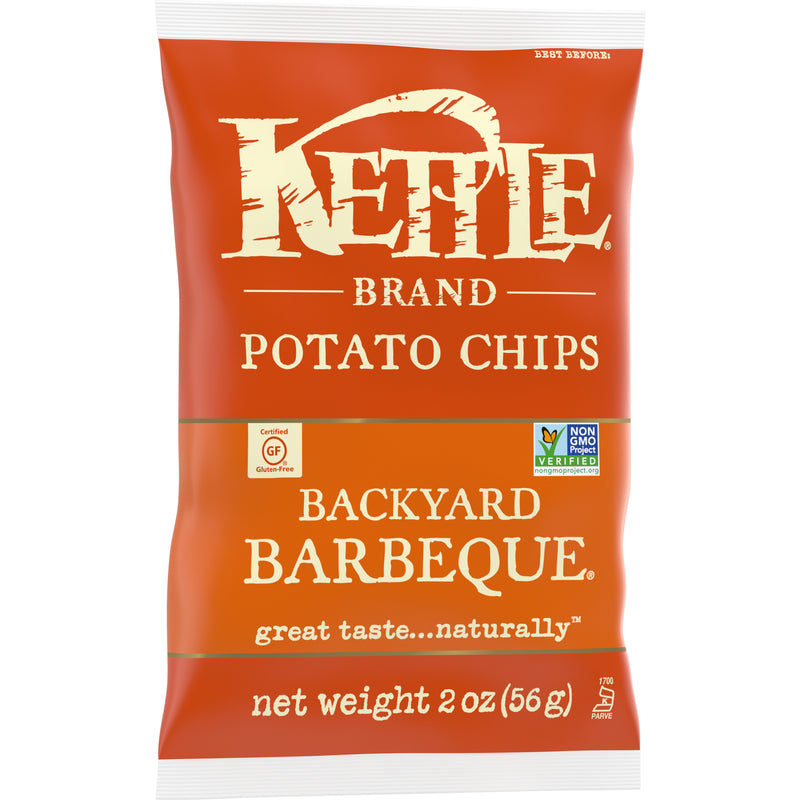 Kettle Brand Potato Chips Backyard Barbequeketle Chips Snack Bag 2 Ounce Size - 6 Per Case.
