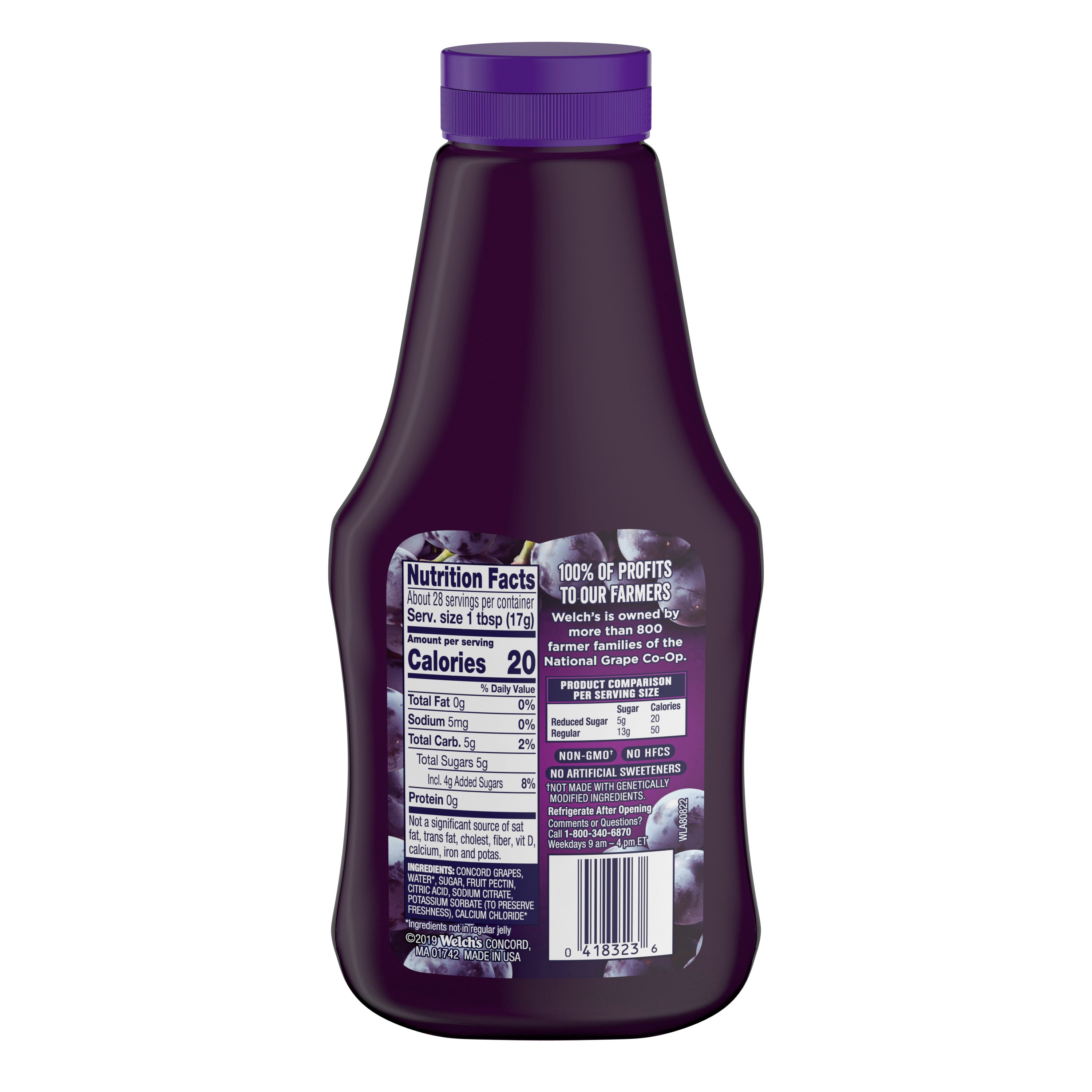Spread Squeeze Reduced Sugar Concord Grape Jelly 17.1 Ounce Size - 12 Per Case.