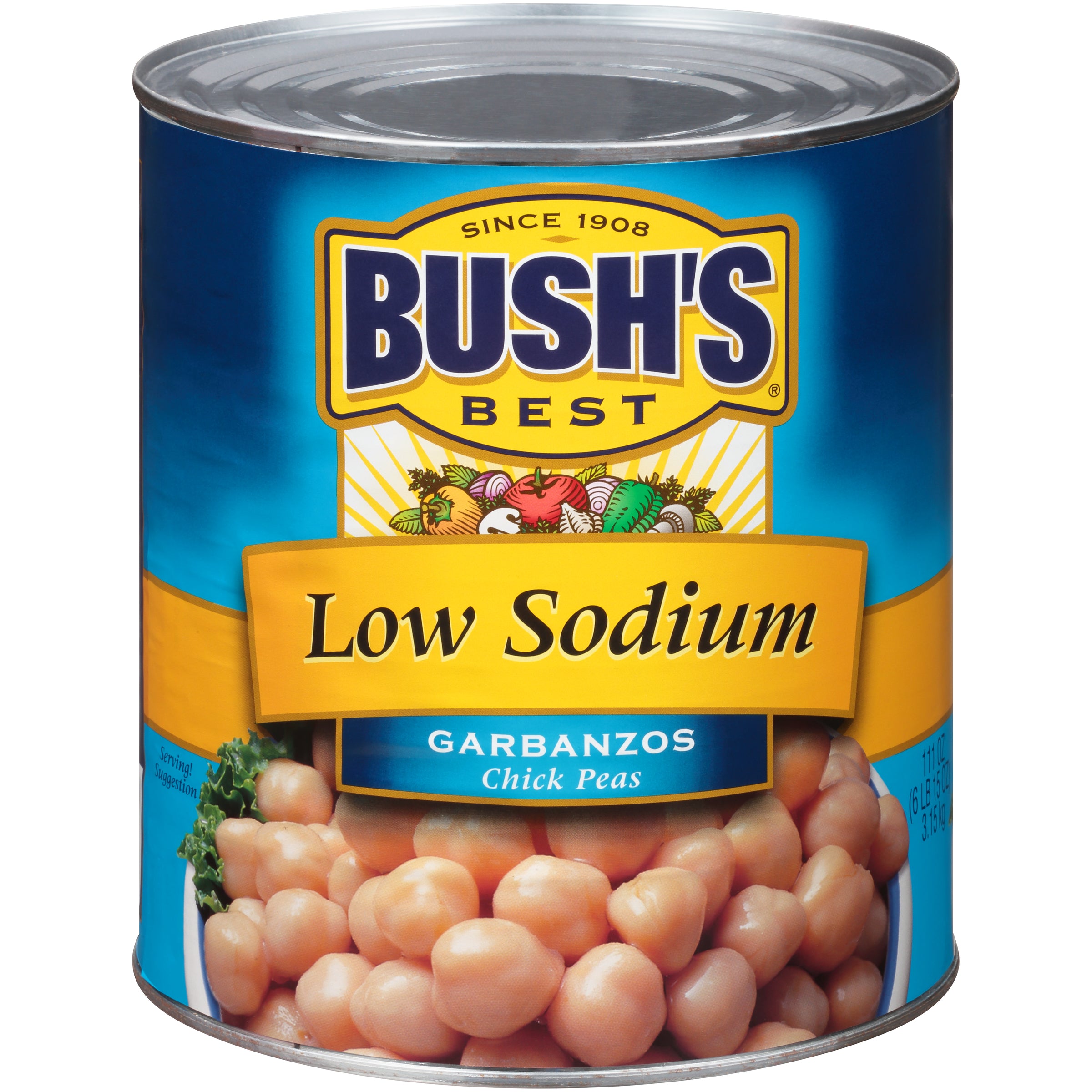 Bush's Low Sodium Garbanzo Beans 111 Ounce Size - 6 Per Case.
