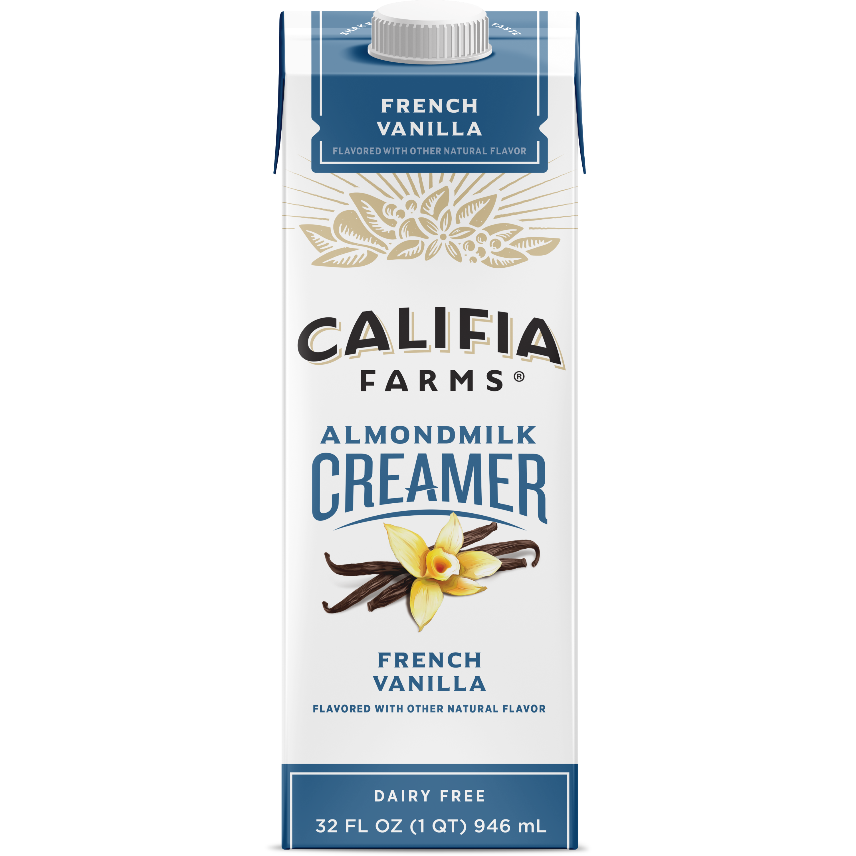 Califia Farms French Vanilla Almond Milk Coffee Creamer 32 Fluid Ounce - 6 Per Case.