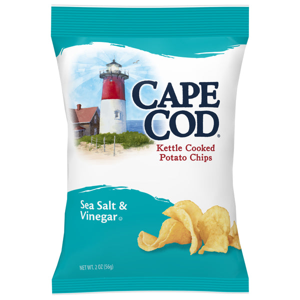 Cape Cod Potato Chips Sea Salt And Vinegar Kettle Cooked Chips 2 Ounce Size - 6 Per Case.