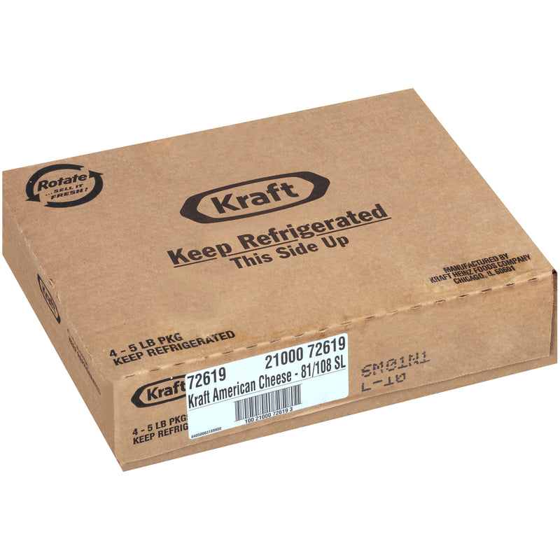 KRAFT American Ribbon Sliced Cheese (81-108 Slices) 5 Lb. 4 Per Case