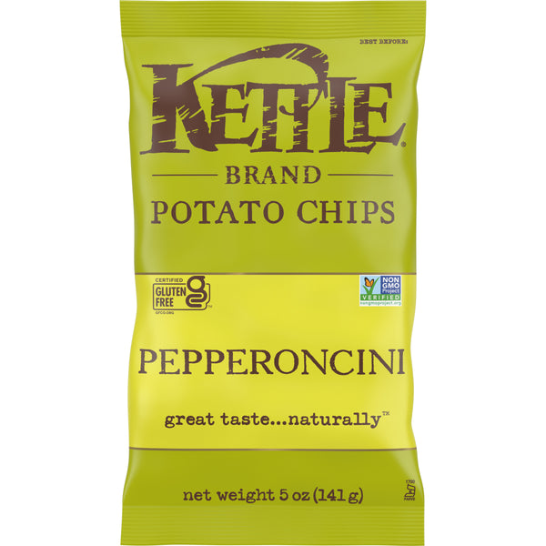 Kettle Brand Potato Chips Pepperoncini Kettle Chips 5 Ounce Size - 15 Per Case.