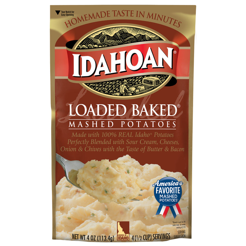 Idahoan Foods Loaded Baked Potato Mashed Pouch 4 Ounce Size - 12 Per Case.