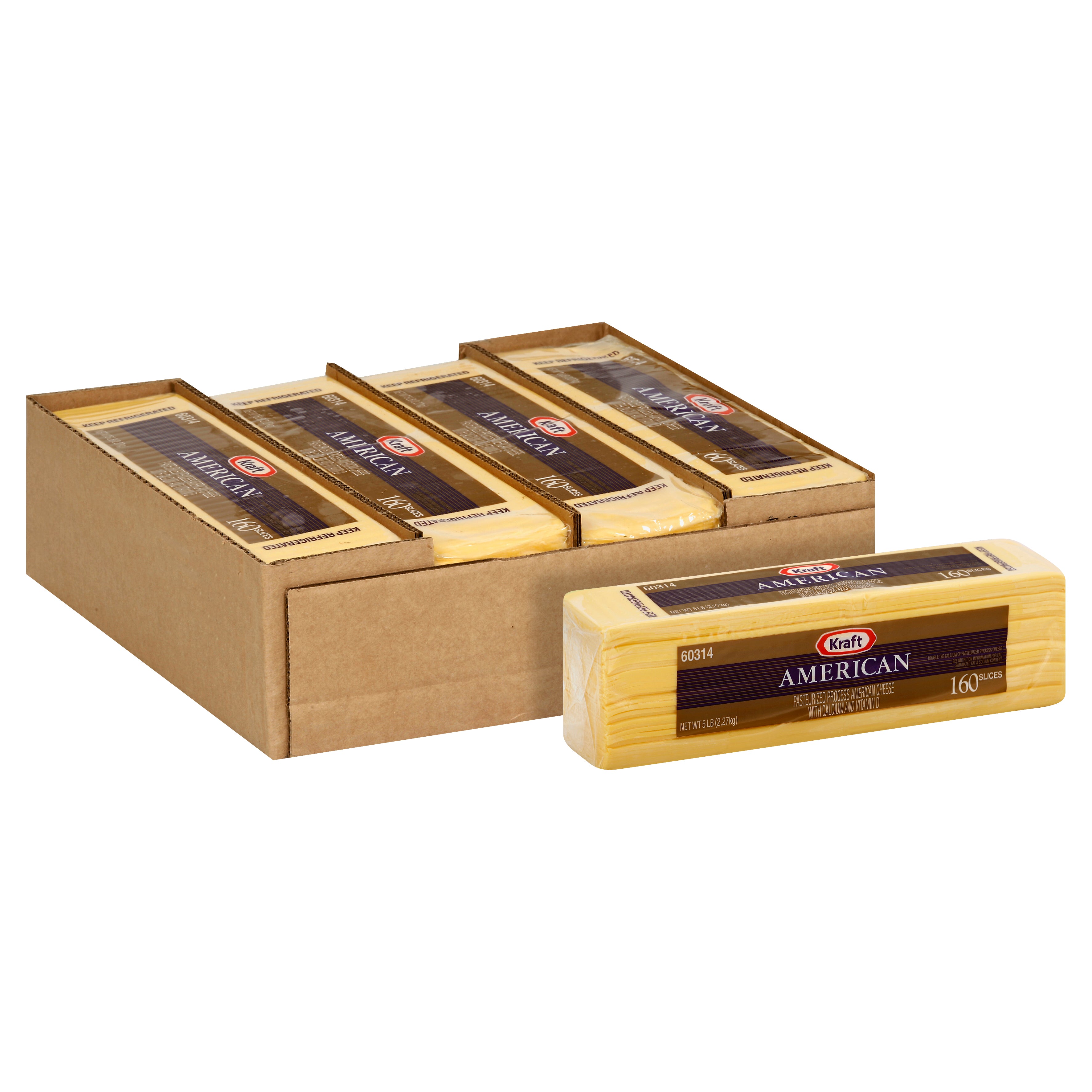 KRAFT American Sliced Cheese (160 Slices) 5 lb. 4 Per Case