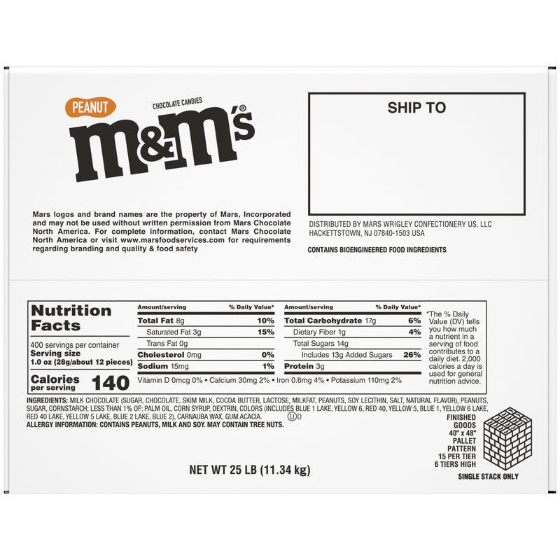 M&M's®, Peanut, Bulk 25lb
