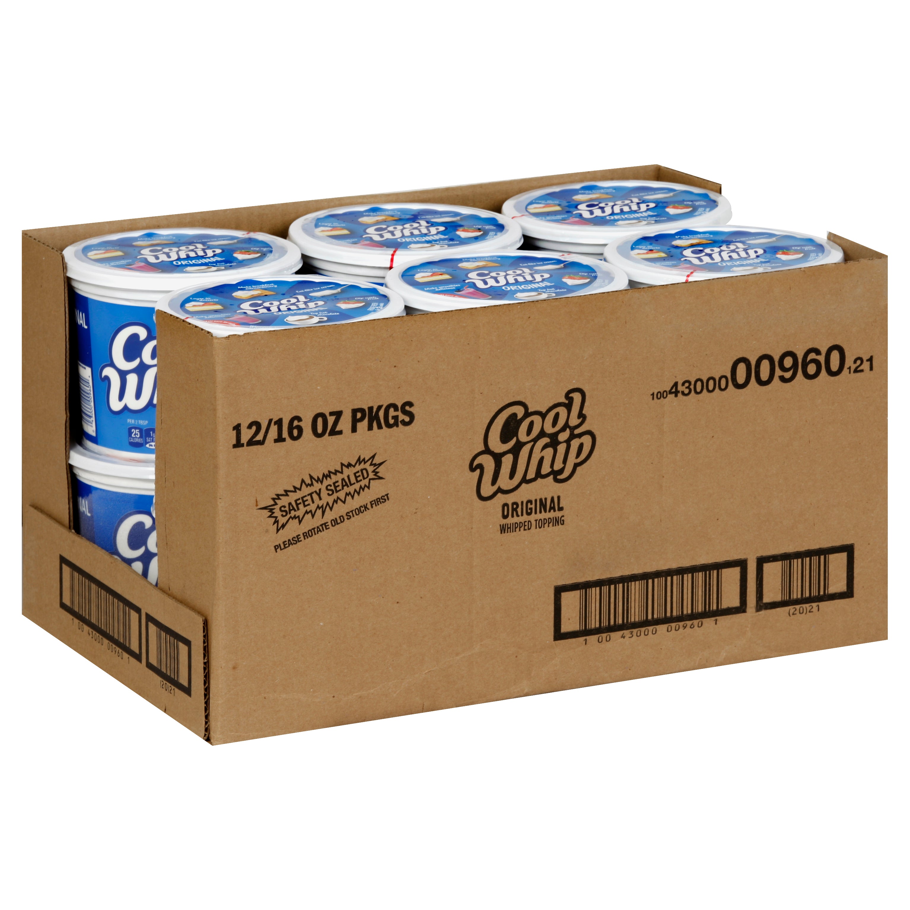 Cool Whip Whipped Topping Frozen Original 1 Pound Each - 12 Per Case.