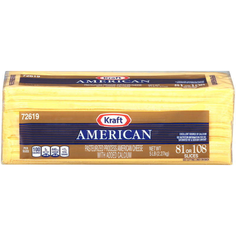KRAFT American Ribbon Sliced Cheese (81-108 Slices) 5 Lb. 4 Per Case
