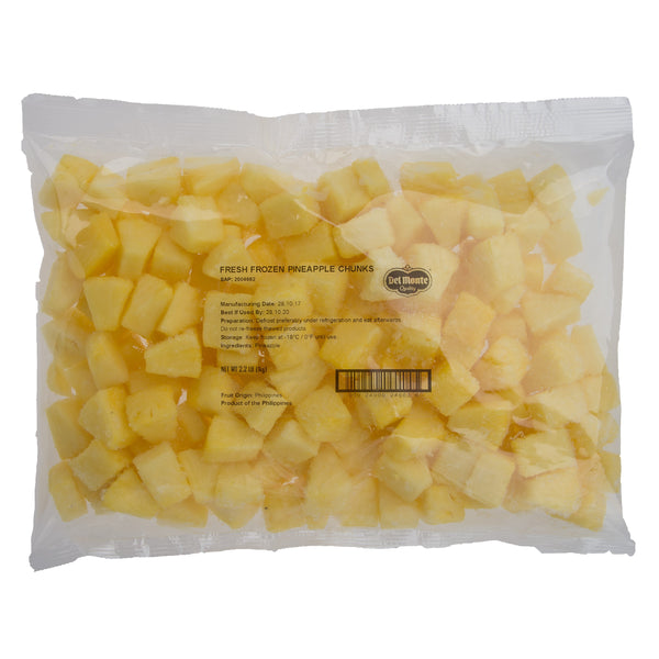 Del Monte® Deluxe Gold™ Fresh Frozen Pineapple Chunks Bag 8.8 Pound Each - 1 Per Case.
