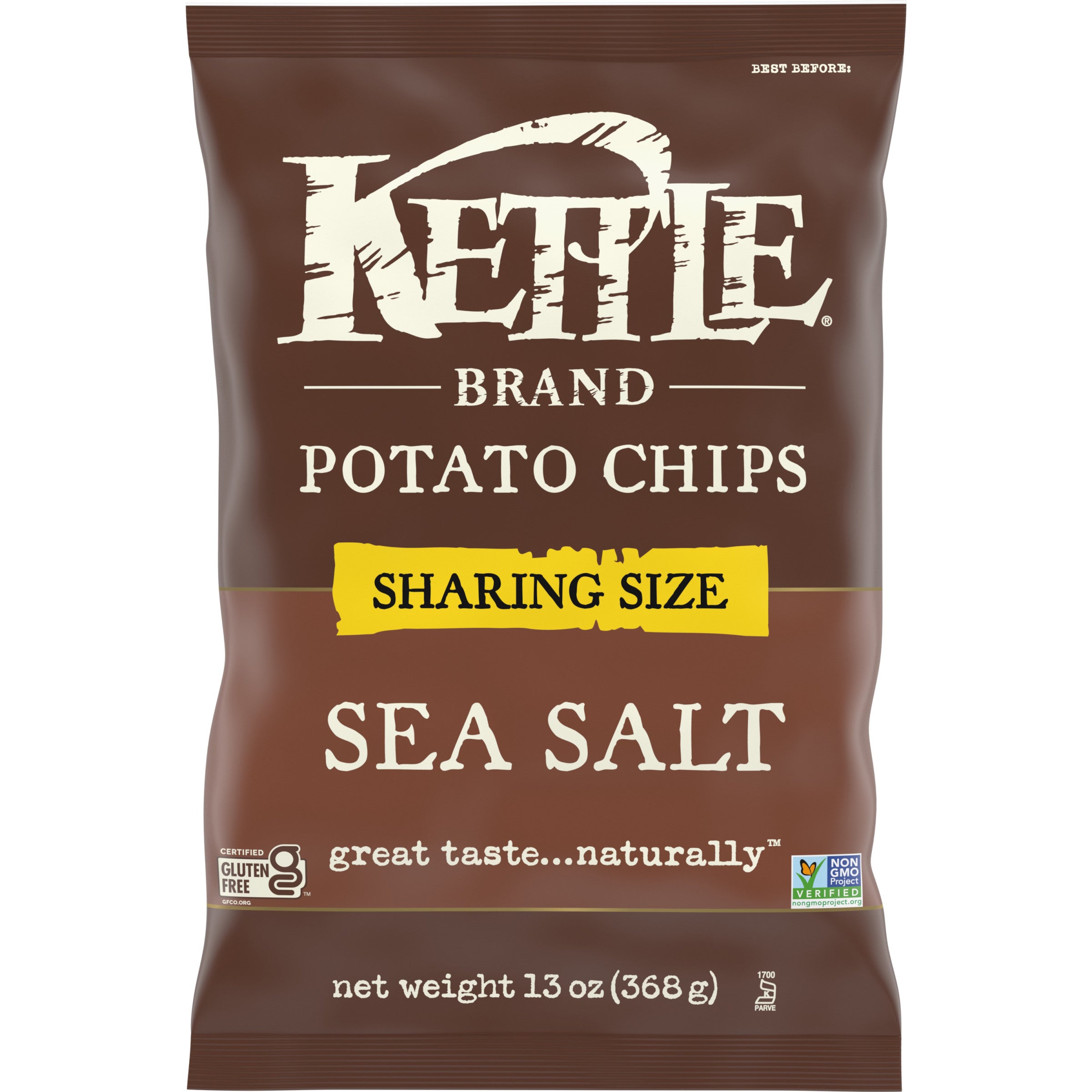 Kettle Brand Potato Chips Sea Salt Kettle Chips Sharing Size 13 Ounce Size - 9 Per Case.