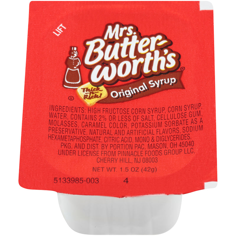MRS. BUTTERWORTH'S Single Serve Table Syrup 1.5 Ounce Cups 100 Per Case