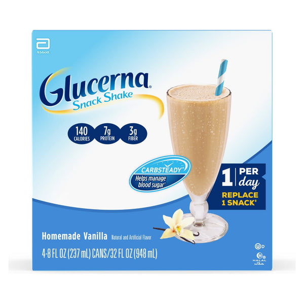 Glucerna Snack Shake Vanilla Cans 8 Fluid Ounce - 16 Per Case.