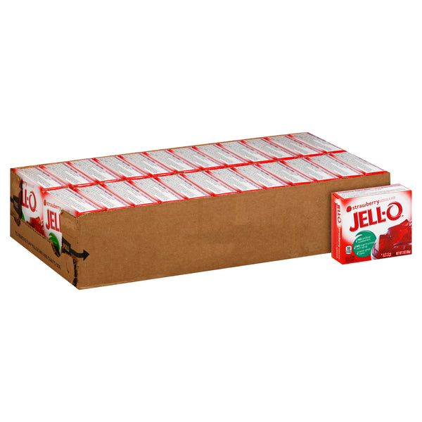 Jell-O Instant Powdered Strawberry Gelatin Dessert, 3 Ounce Size - 24 Per Case.