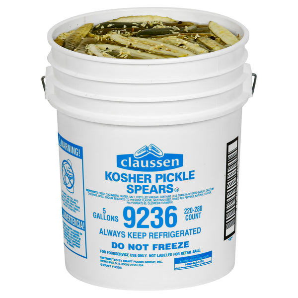 CLAUSSEN Dill Pickle Spears 5 gal. Pail 220-280 Count