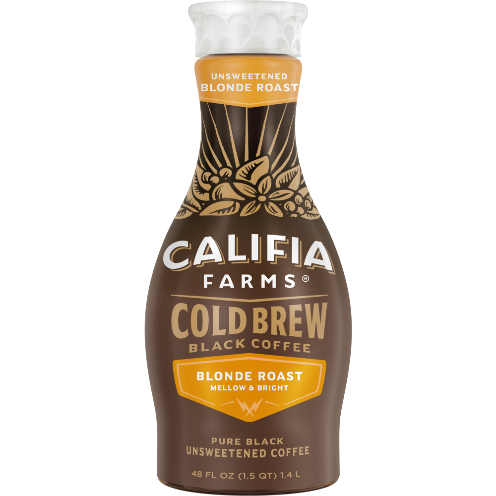Califia Farms Pure Black Blonde Roast Cold Brew Coffee 48 Fluid Ounce - 6 Per Case.
