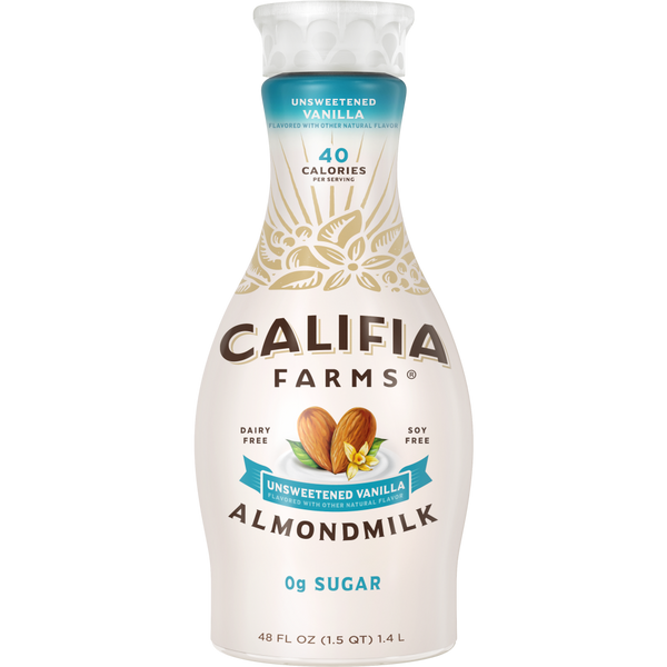 Califia Farms Unsweetened Vanilla Almond Milk 48 Fluid Ounce - 6 Per Case.