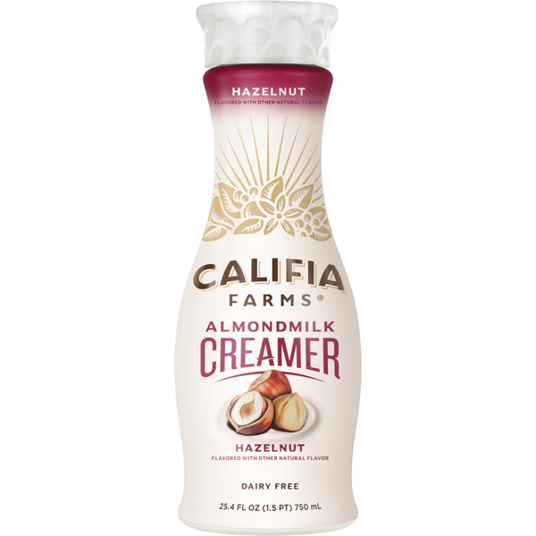 Califia Farms Hazelnut Almond Milk Coffee Creamer 25.4 Fluid Ounce - 6 Per Case.