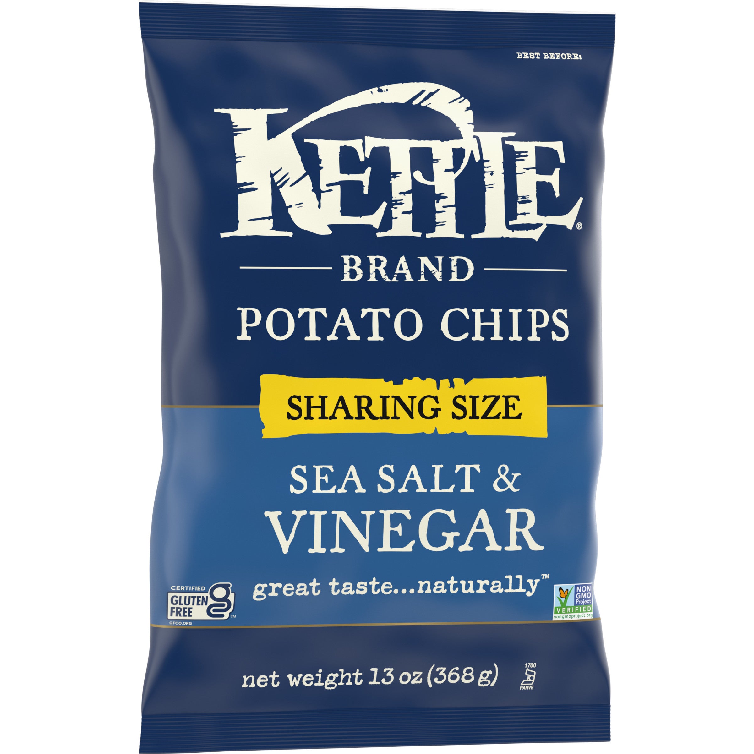 Kettle Brand Potato Chips Sea Salt & Vinegarkettle Chips Sharing Size 13 Ounce Size - 9 Per Case.