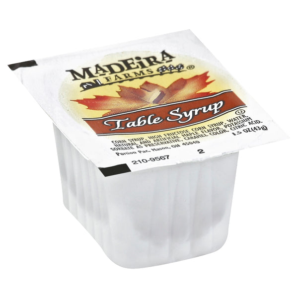MADEIRA FARMS Single Serve Table Syrup 1.5 Ounce Cups 100 Per Case