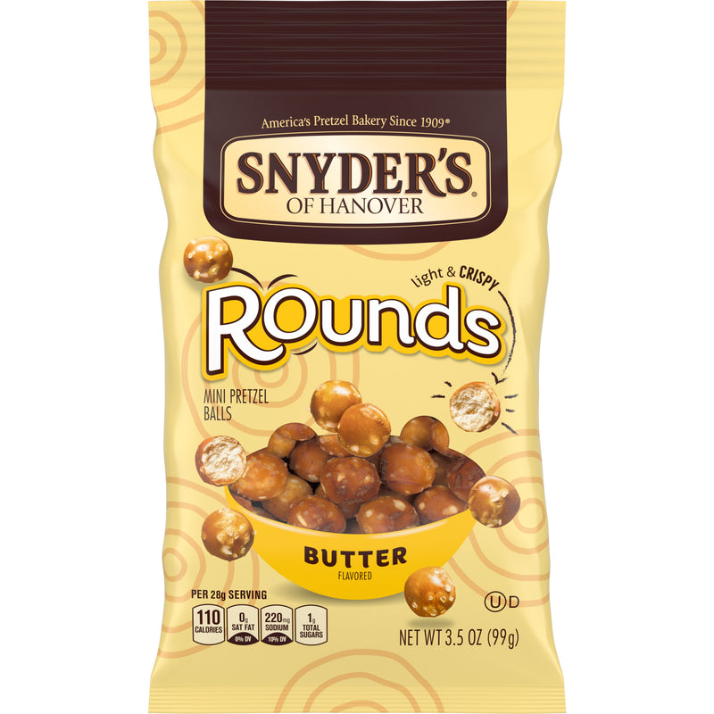 Snyder's Of Hanover Pretzels Rounds Butter 3.5 Ounce Size - 8 Per Case.