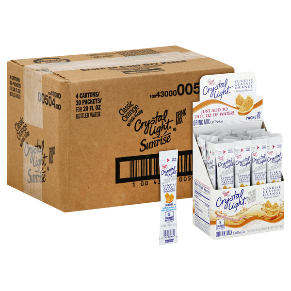 Crystal Light Sunrise OrangePowdered Drink Mix 120Casepack 4 Boxes of 30 On-the-Go Packets