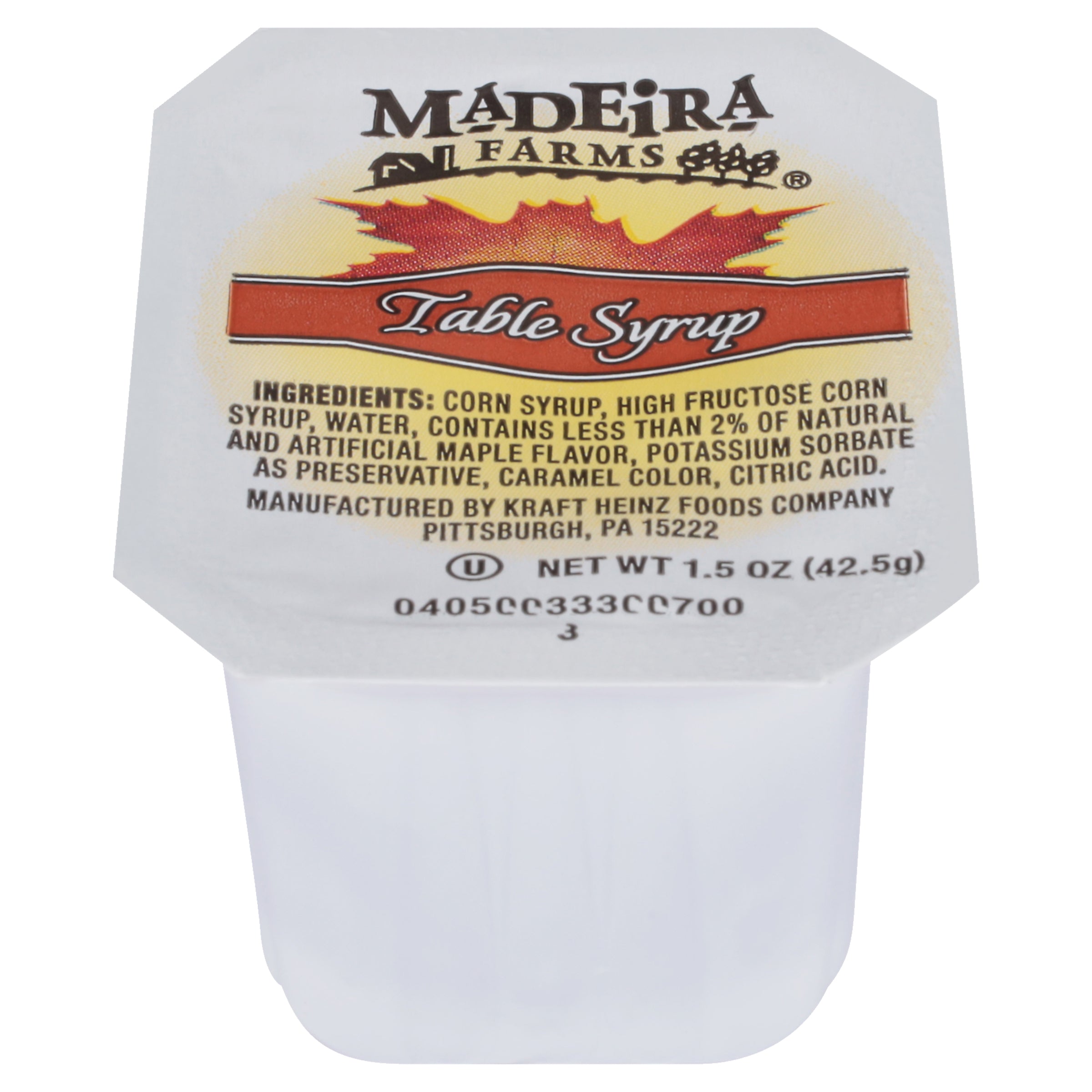 MADEIRA FARMS Single Serve Table Syrup 1.5 Ounce Cups 100 Per Case