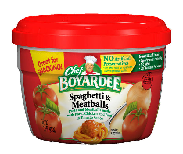 Chef Boyardee Spaghetti & Meatballs In Tomato Sauce 7.5 Ounce Size - 12 Per Case.