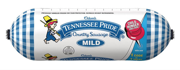 Odoms Tennessee Pride Mild Roll Sausage 16 Ounce Size - 12 Per Case.