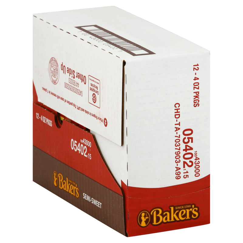 Baker's Baker Chocolate Semi Sweet, 4 Ounce Size - 12 Per Case.