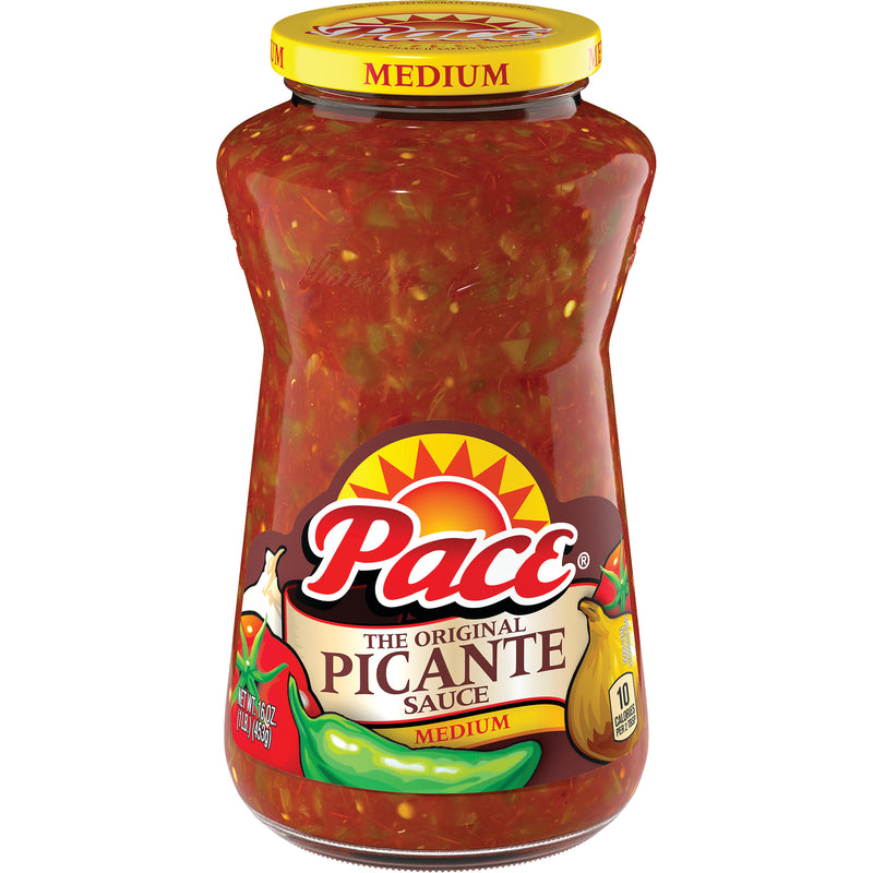 Pace Medium Picante Sauce 16 Ounce Size - 12 Per Case.
